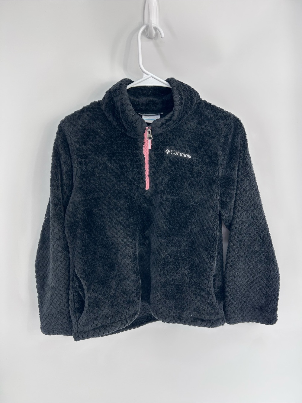 Columbia Girls' Fire Side Black Sherpa Fleece Pullover Jacket - Size 14-16